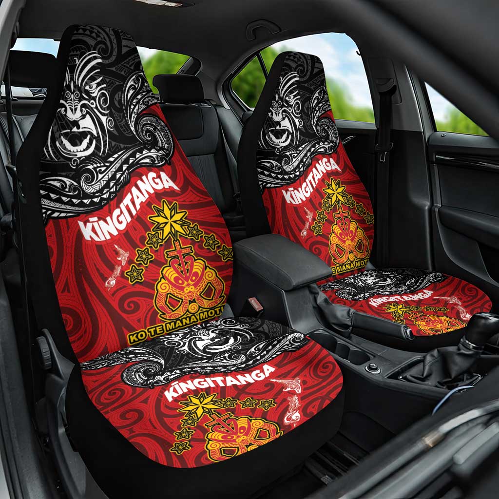 The Kingitanga - Maori King Movement Car Seat Cover Ko Te Mana Motuhake Emblem with Moko and Polynesian Art Tattoo