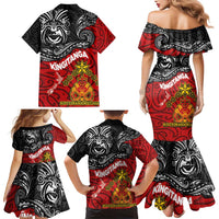 Maori King Movement Family Matching Mermaid Dress and Hawaiian Shirt Ko Te Mana Motuhake Emblem with Moko and Polynesian Art Tattoo LT03 - Polynesian Pride