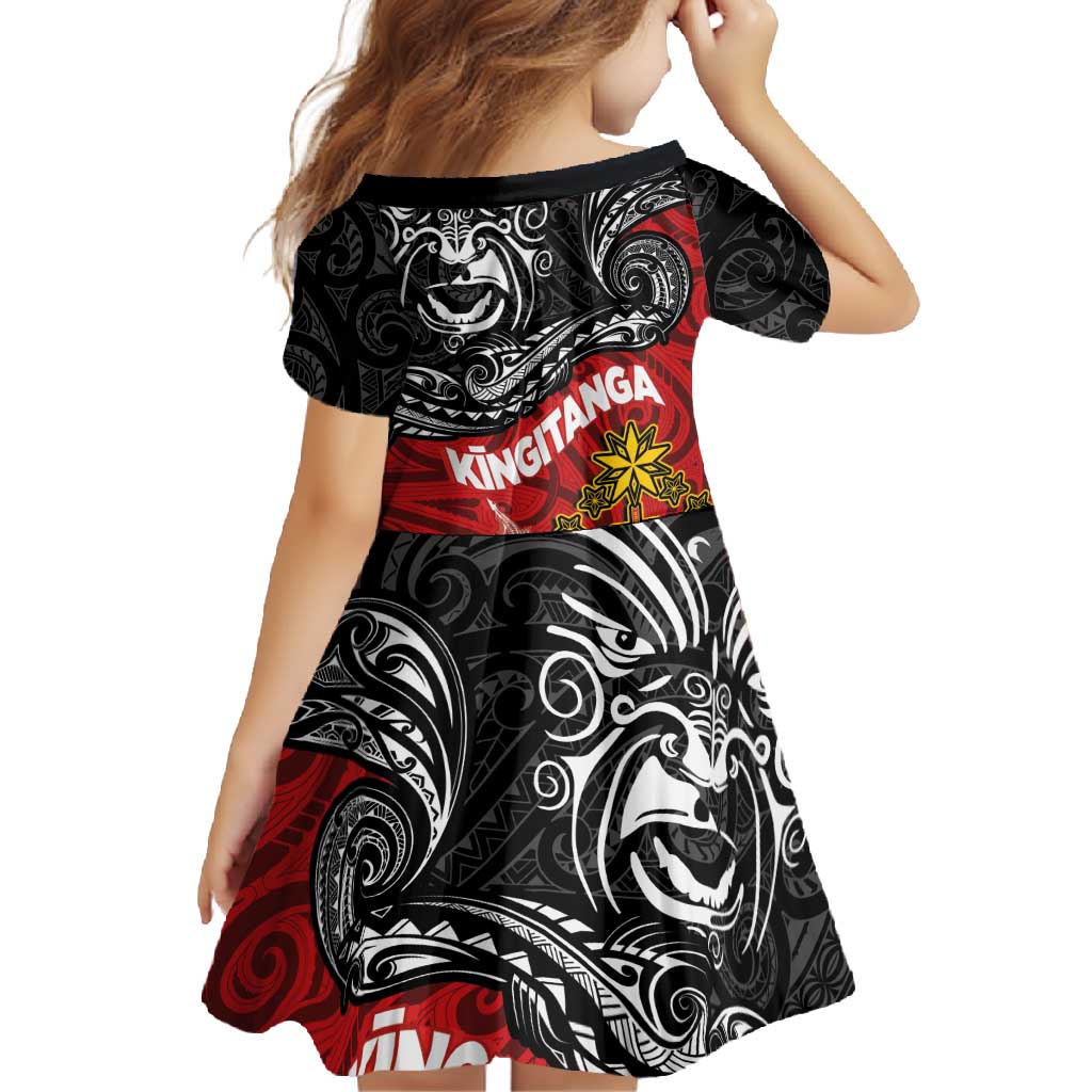 Maori King Movement Family Matching Off Shoulder Maxi Dress and Hawaiian Shirt Ko Te Mana Motuhake Emblem with Moko and Polynesian Art Tattoo LT03 - Polynesian Pride