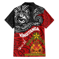 Maori King Movement Family Matching Off Shoulder Maxi Dress and Hawaiian Shirt Ko Te Mana Motuhake Emblem with Moko and Polynesian Art Tattoo LT03 - Polynesian Pride