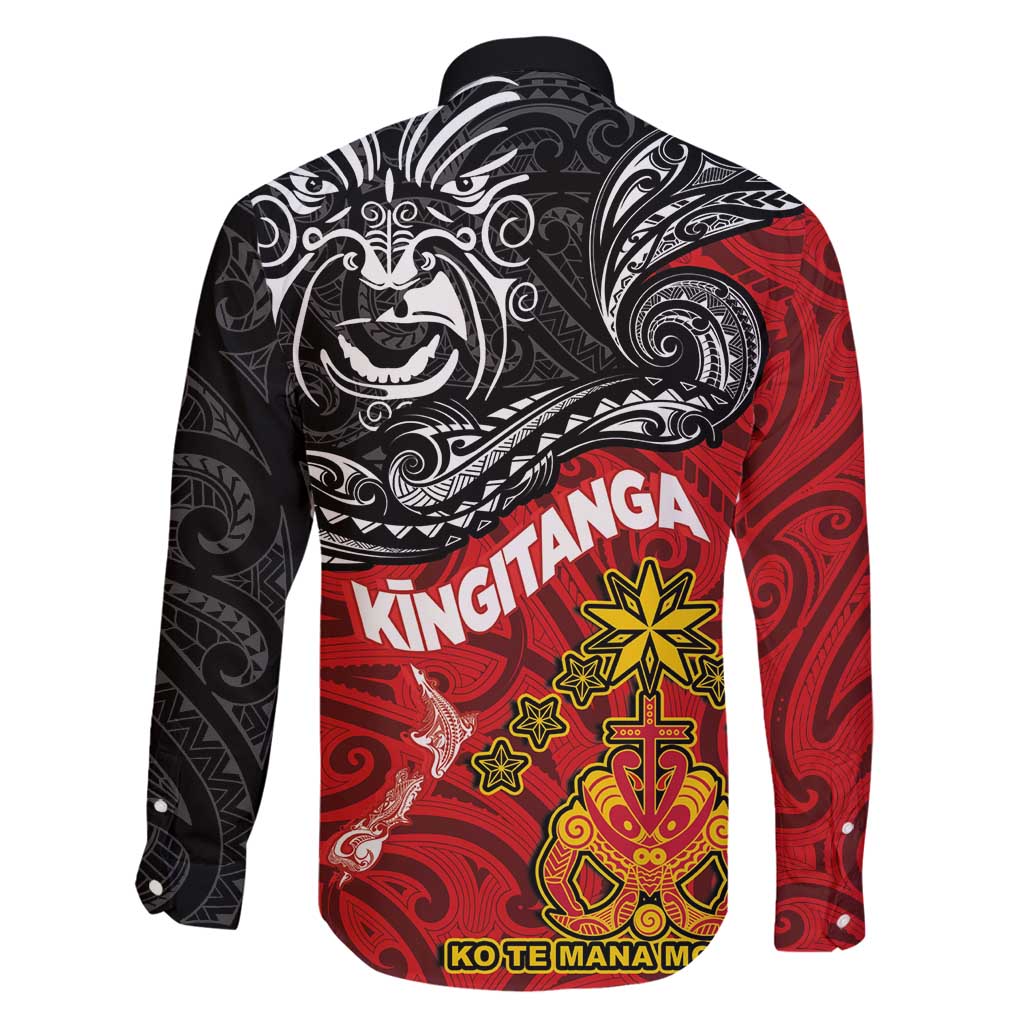 Maori King Movement Family Matching Puletasi and Hawaiian Shirt Ko Te Mana Motuhake Emblem with Moko and Polynesian Art Tattoo LT03 - Polynesian Pride