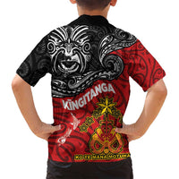 Maori King Movement Family Matching Summer Maxi Dress and Hawaiian Shirt Ko Te Mana Motuhake Emblem with Moko and Polynesian Art Tattoo LT03 - Polynesian Pride