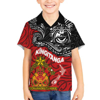 Maori King Movement Family Matching Summer Maxi Dress and Hawaiian Shirt Ko Te Mana Motuhake Emblem with Moko and Polynesian Art Tattoo LT03 Son's Shirt Red - Polynesian Pride