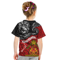 Maori King Movement Kid T Shirt Ko Te Mana Motuhake Emblem with Moko and Polynesian Art Tattoo LT03 - Polynesian Pride