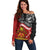 The Kingitanga - Maori King Movement Off Shoulder Sweater Ko Te Mana Motuhake Emblem with Moko and Polynesian Art Tattoo