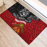 Maori King Movement Rubber Doormat Ko Te Mana Motuhake Emblem with Moko and Polynesian Art Tattoo LT03 - Polynesian Pride