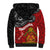 The Kingitanga - Maori King Movement Sherpa Hoodie Ko Te Mana Motuhake Emblem with Moko and Polynesian Art Tattoo