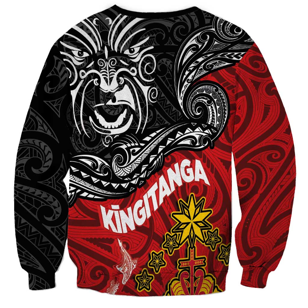 Maori King Movement Sweatshirt Ko Te Mana Motuhake Emblem with Moko and Polynesian Art Tattoo LT03 - Polynesian Pride