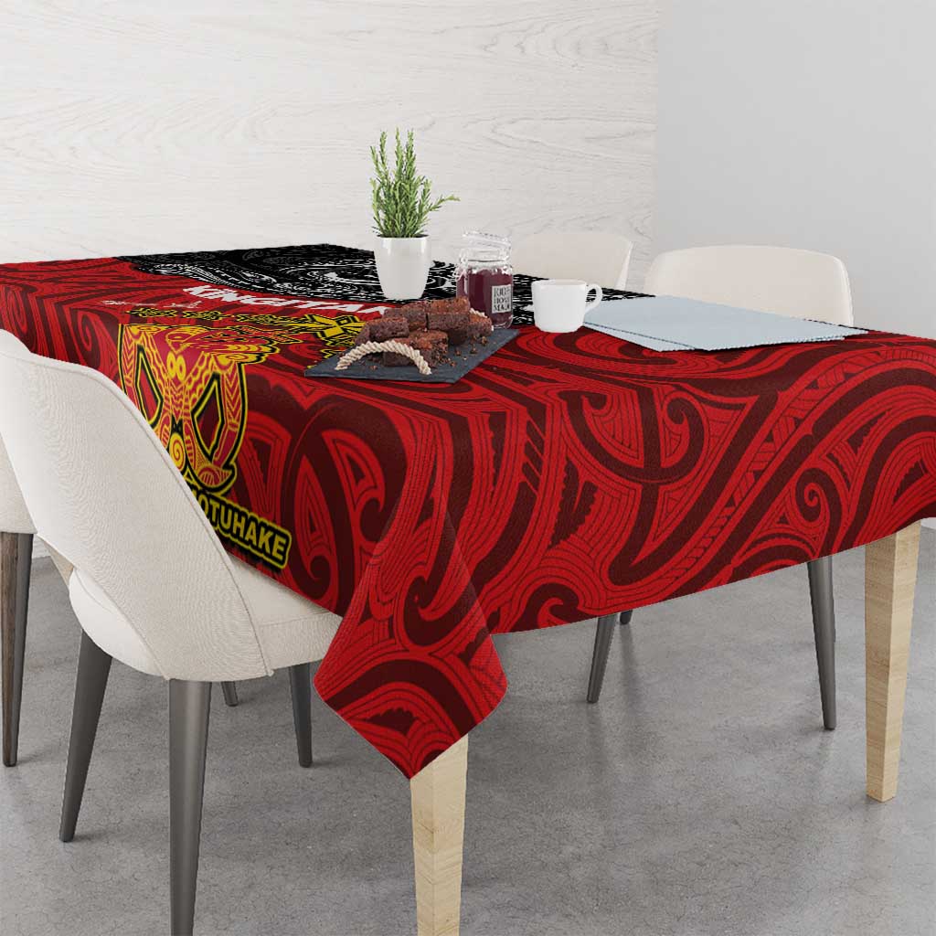 Maori King Movement Tablecloth Ko Te Mana Motuhake Emblem with Moko and Polynesian Art Tattoo LT03 - Polynesian Pride