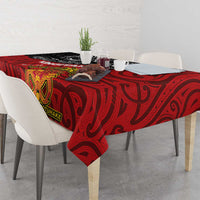 Maori King Movement Tablecloth Ko Te Mana Motuhake Emblem with Moko and Polynesian Art Tattoo LT03 - Polynesian Pride