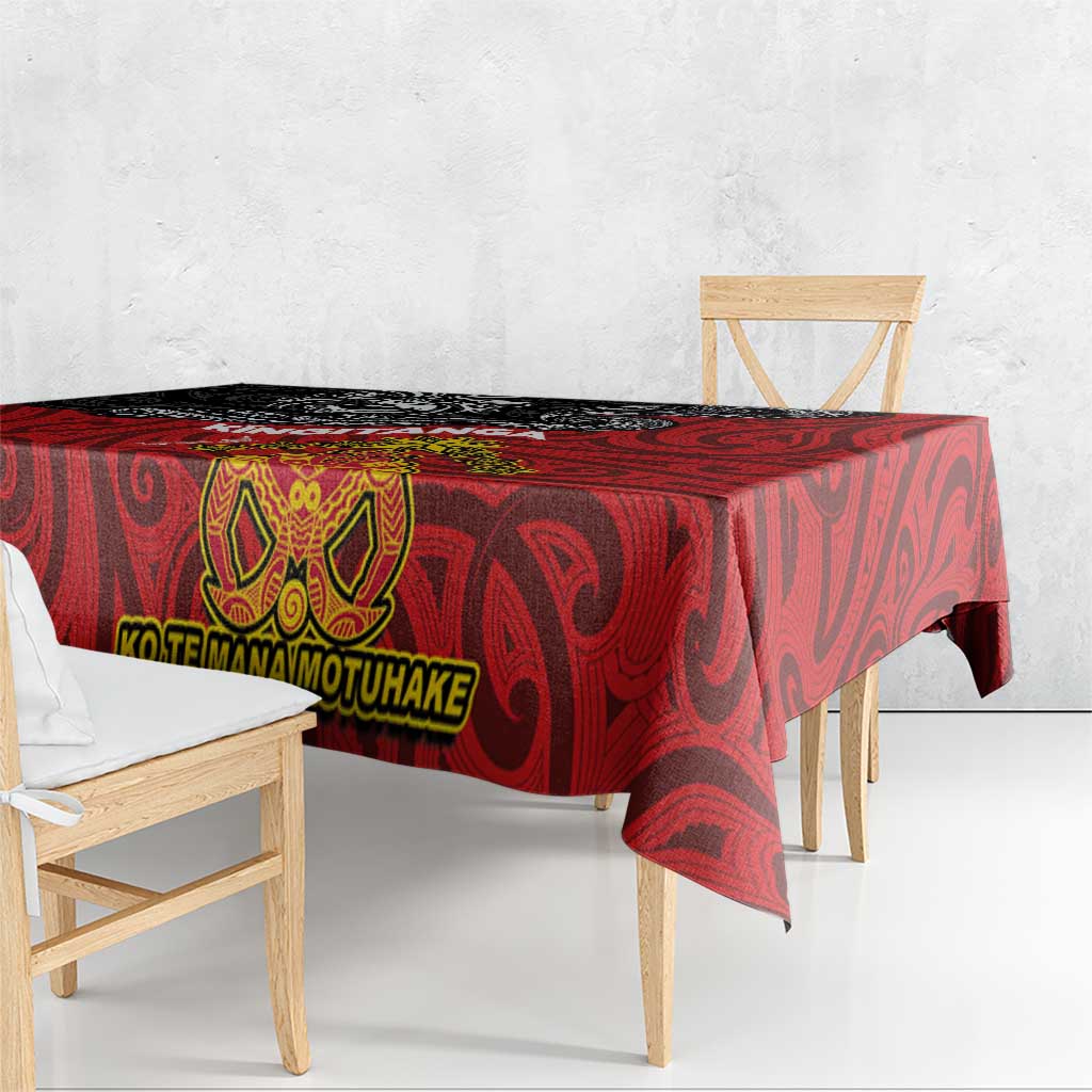 Maori King Movement Tablecloth Ko Te Mana Motuhake Emblem with Moko and Polynesian Art Tattoo LT03 - Polynesian Pride