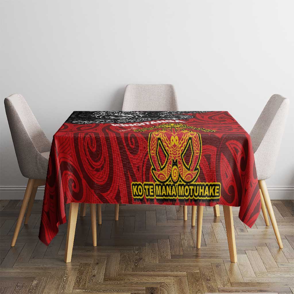 Maori King Movement Tablecloth Ko Te Mana Motuhake Emblem with Moko and Polynesian Art Tattoo LT03 - Polynesian Pride
