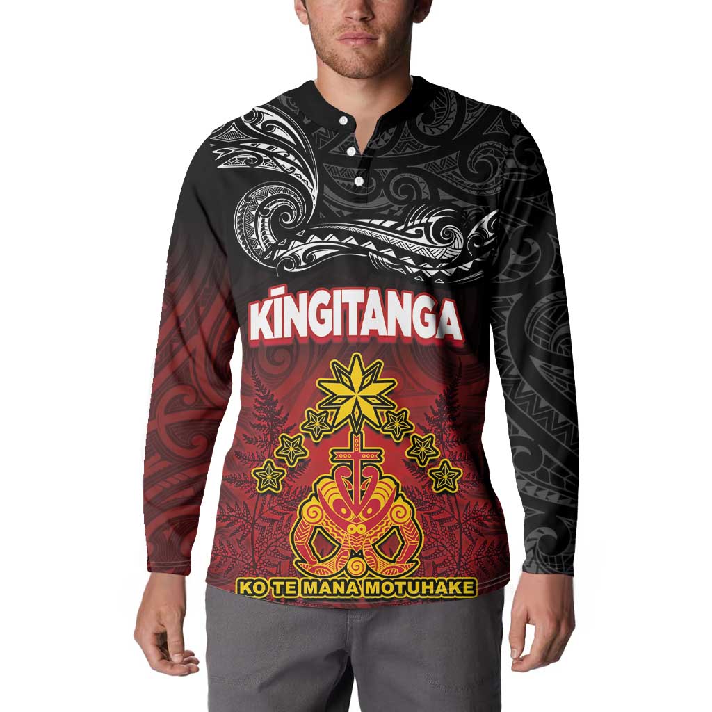Personalised Maori King Movement Button Sweatshirt Ko Te Mana Motuhake Emblem with Silver Ferns and Polynesian Art Tattoo LT03 - Polynesian Pride