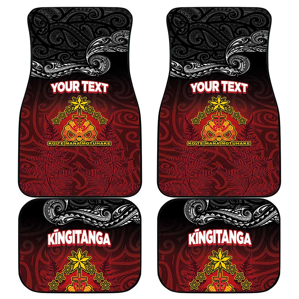 Personalised The Kingitanga - Maori King Movement Car Mats Ko Te Mana Motuhake Emblem with Silver Ferns and Polynesian Art Tattoo