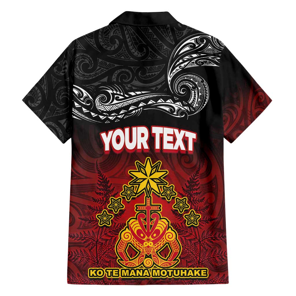 Personalised Maori King Movement Family Matching Off Shoulder Short Dress and Hawaiian Shirt Ko Te Mana Motuhake Emblem with Silver Ferns and Polynesian Art Tattoo LT03 - Polynesian Pride