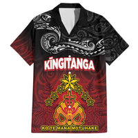 Personalised Maori King Movement Family Matching Short Sleeve Bodycon Dress and Hawaiian Shirt Ko Te Mana Motuhake Emblem with Silver Ferns and Polynesian Art Tattoo LT03 Dad's Shirt - Short Sleeve Red - Polynesian Pride
