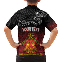 Personalised Maori King Movement Family Matching Tank Maxi Dress and Hawaiian Shirt Ko Te Mana Motuhake Emblem with Silver Ferns and Polynesian Art Tattoo LT03 - Polynesian Pride