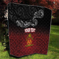 Personalised Maori King Movement Quilt Ko Te Mana Motuhake Emblem with Silver Ferns and Polynesian Art Tattoo LT03 - Polynesian Pride