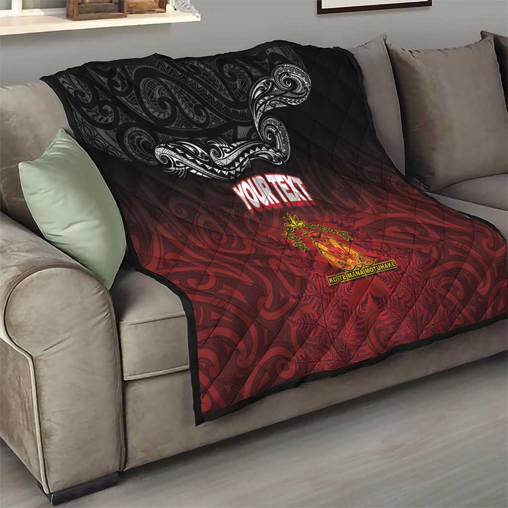 Personalised Maori King Movement Quilt Ko Te Mana Motuhake Emblem with Silver Ferns and Polynesian Art Tattoo LT03 - Polynesian Pride
