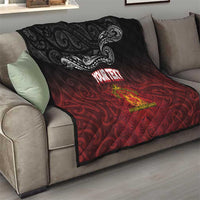 Personalised Maori King Movement Quilt Ko Te Mana Motuhake Emblem with Silver Ferns and Polynesian Art Tattoo LT03 - Polynesian Pride