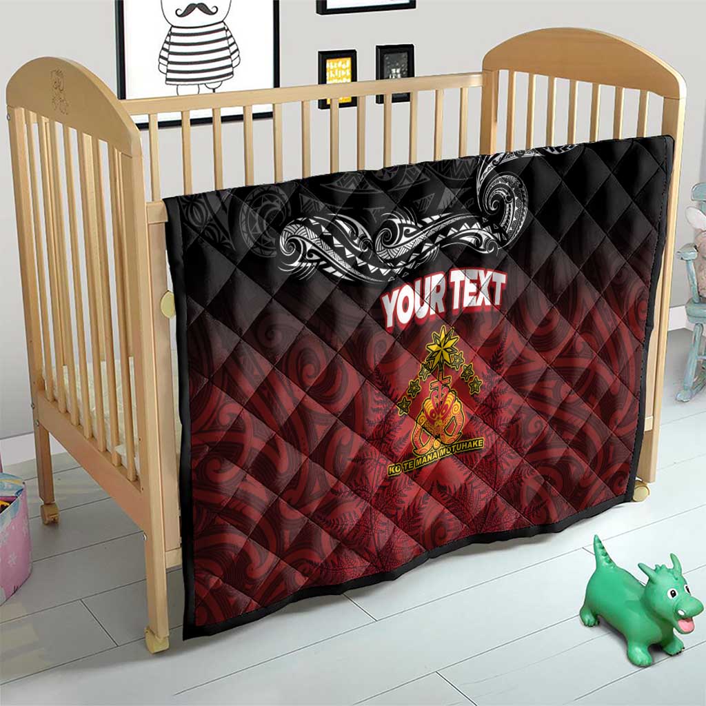 Personalised Maori King Movement Quilt Ko Te Mana Motuhake Emblem with Silver Ferns and Polynesian Art Tattoo LT03 - Polynesian Pride