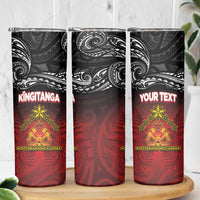Personalised Maori King Movement Skinny Tumbler Ko Te Mana Motuhake Emblem with Silver Ferns and Polynesian Art Tattoo LT03 - Polynesian Pride