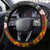 The Kingitanga - Maori King Movement Steering Wheel Cover Ko Te Mana Motuhake Emblem with Silver Ferns and Polynesian Art Tattoo