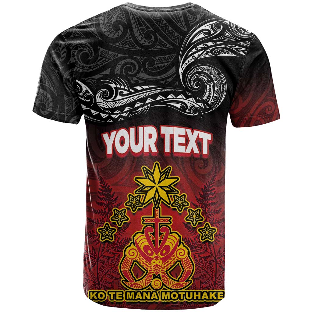 Personalised Maori King Movement T Shirt Ko Te Mana Motuhake Emblem with Silver Ferns and Polynesian Art Tattoo LT03 - Polynesian Pride