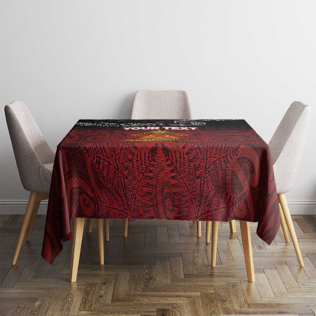 Personalised Maori King Movement Tablecloth Ko Te Mana Motuhake Emblem with Silver Ferns and Polynesian Art Tattoo LT03 - Polynesian Pride