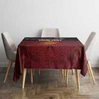 Personalised Maori King Movement Tablecloth Ko Te Mana Motuhake Emblem with Silver Ferns and Polynesian Art Tattoo LT03 - Polynesian Pride