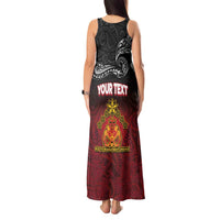 Personalised The Kingitanga - Maori King Movement Tank Maxi Dress Ko Te Mana Motuhake Emblem with Silver Ferns and Polynesian Art Tattoo
