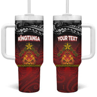 Personalised Maori King Movement Tumbler With Handle Ko Te Mana Motuhake Emblem with Silver Ferns and Polynesian Art Tattoo LT03 One Size: 40 oz Red - Polynesian Pride