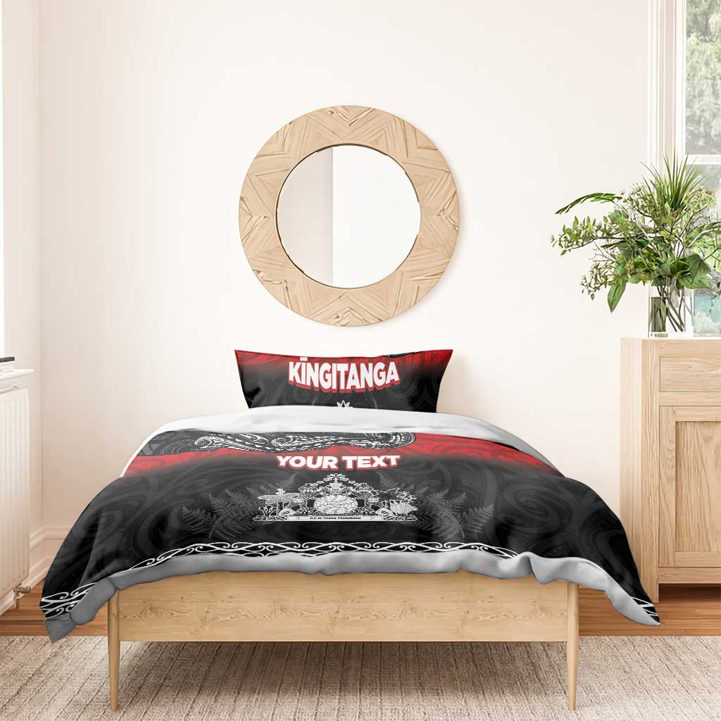 Personalised The Kingitanga - Maori King Movement Bedding Set Te Paki-o-Matariki with Silver Ferns and Polynesian Art Tattoo