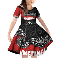 Personalised The Kingitanga - Maori King Movement Family Matching Off Shoulder Short Dress and Hawaiian Shirt Te Paki-o-Matariki with Silver Ferns and Polynesian Art Tattoo