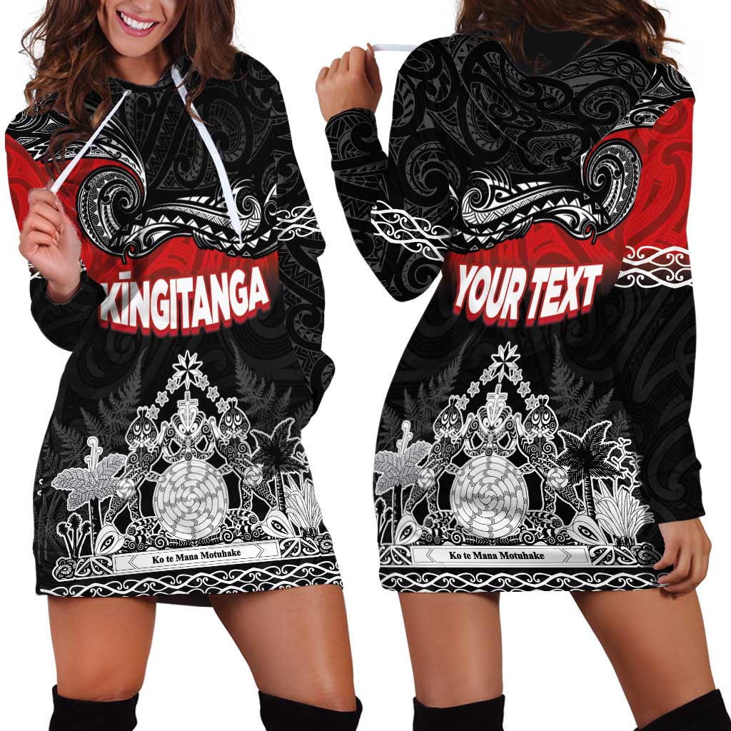 Personalised The Kingitanga - Maori King Movement Hoodie Dress Te Paki-o-Matariki with Silver Ferns and Polynesian Art Tattoo