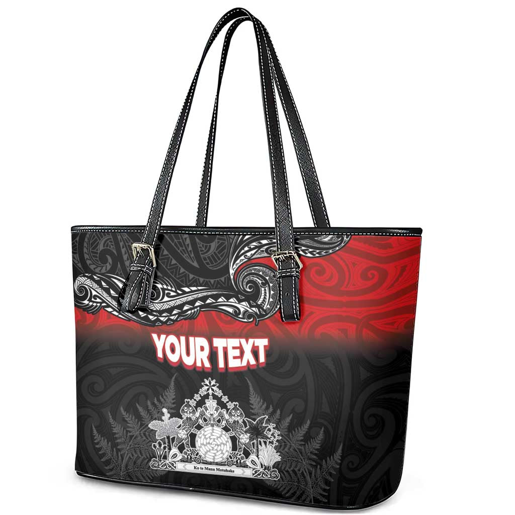 Personalised The Kingitanga - Maori King Movement Leather Tote Bag Te Paki-o-Matariki with Silver Ferns and Polynesian Art Tattoo