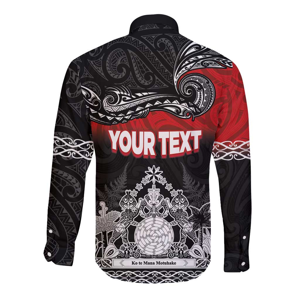 Personalised Maori King Movement Long Sleeve Button Shirt Te Paki-o-Matariki with Silver Ferns and Polynesian Art Tattoo LT03 - Polynesian Pride