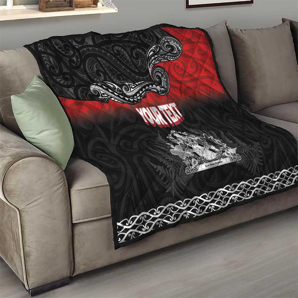Personalised The Kingitanga - Maori King Movement Quilt Te Paki-o-Matariki with Silver Ferns and Polynesian Art Tattoo