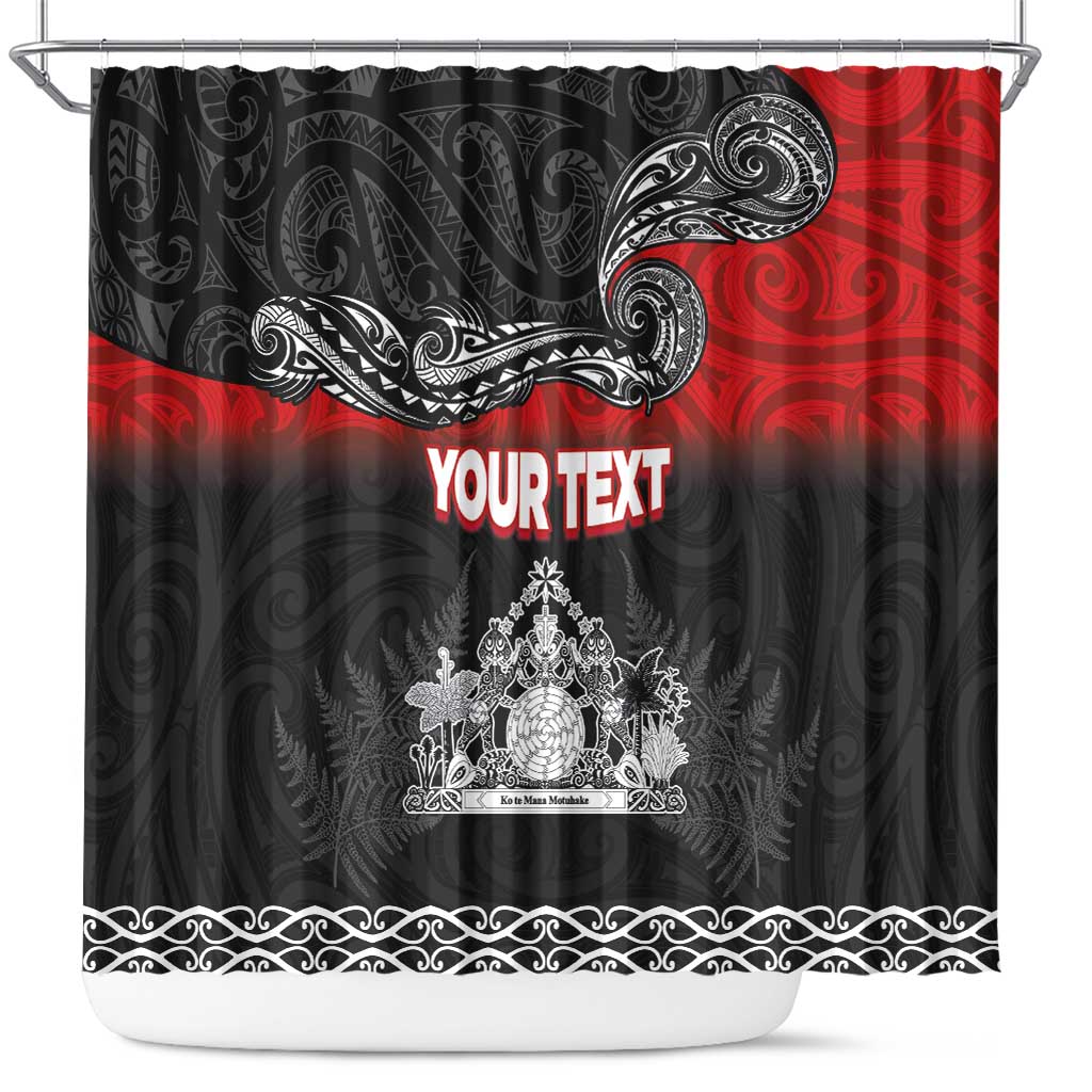 Personalised The Kingitanga - Maori King Movement Shower Curtain Te Paki-o-Matariki with Silver Ferns and Polynesian Art Tattoo