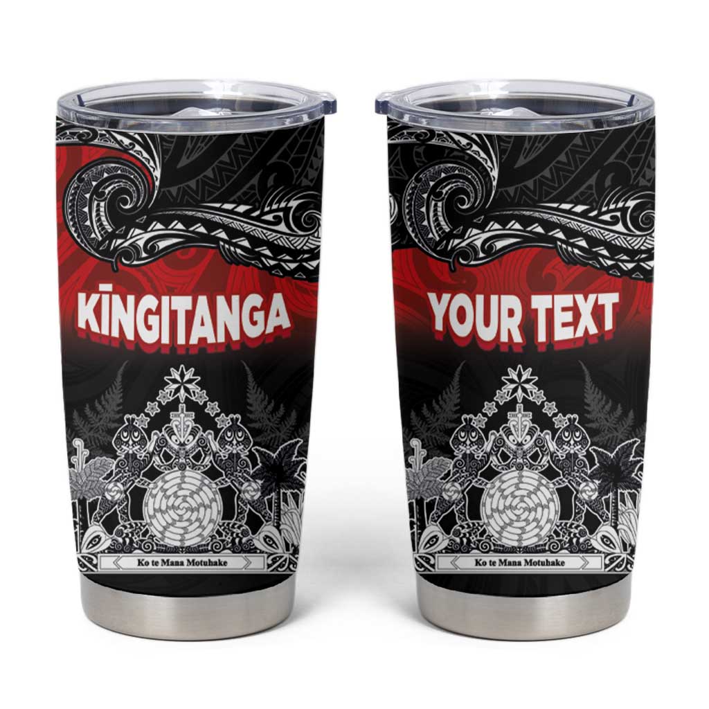 Personalised The Kingitanga - Maori King Movement Tumbler Cup Te Paki-o-Matariki with Silver Ferns and Polynesian Art Tattoo LT03