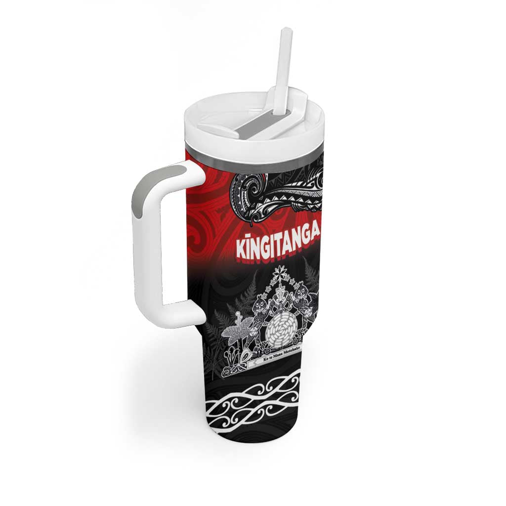 Personalised Maori King Movement Tumbler With Handle Te Paki-o-Matariki with Silver Ferns and Polynesian Art Tattoo LT03 - Polynesian Pride