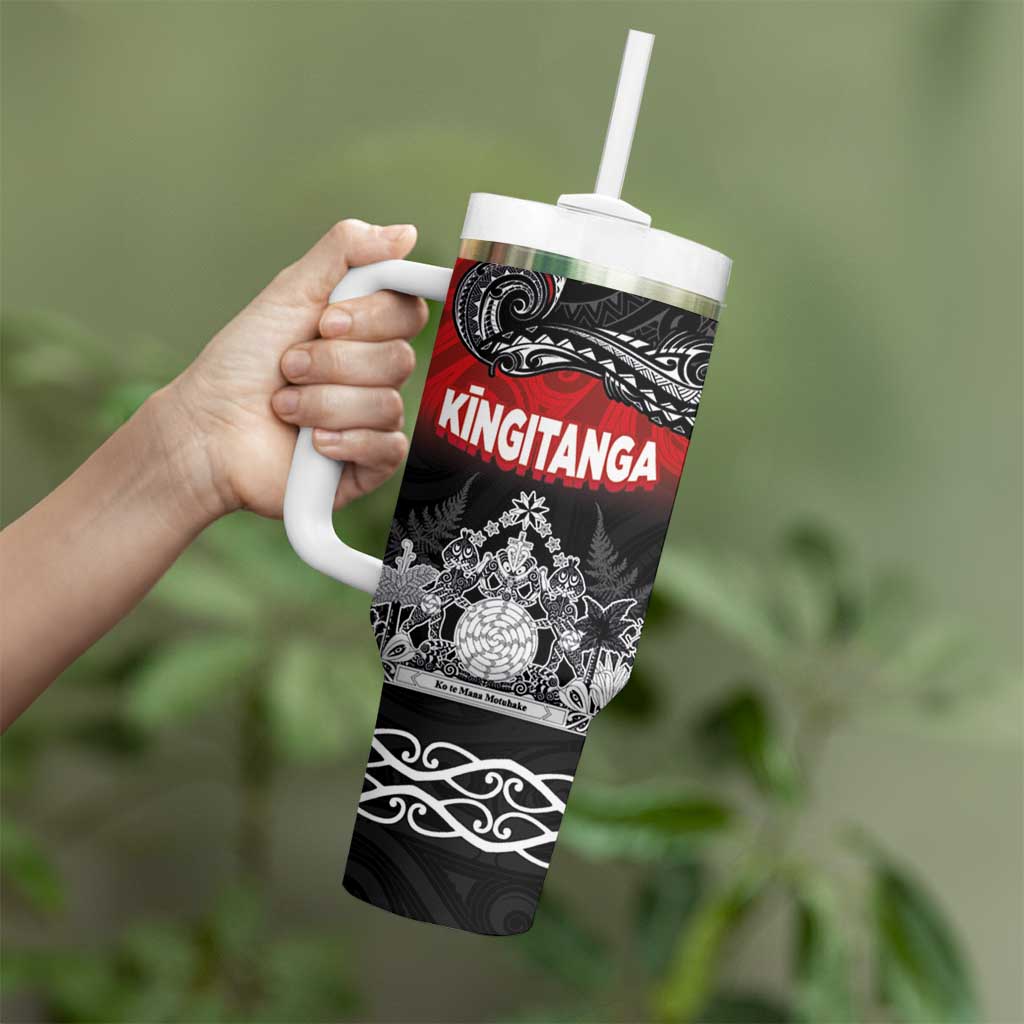 Personalised Maori King Movement Tumbler With Handle Te Paki-o-Matariki with Silver Ferns and Polynesian Art Tattoo LT03 - Polynesian Pride
