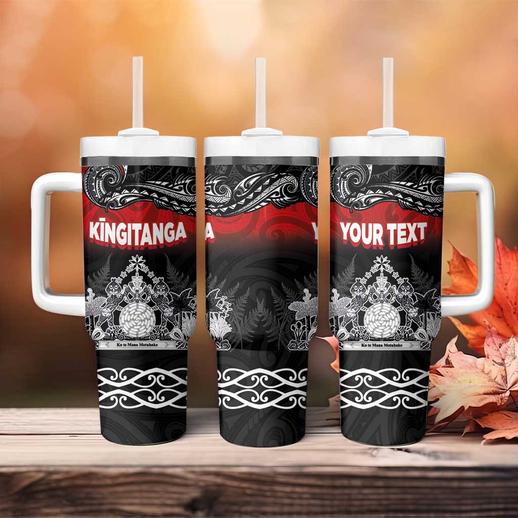 Personalised Maori King Movement Tumbler With Handle Te Paki-o-Matariki with Silver Ferns and Polynesian Art Tattoo LT03 - Polynesian Pride