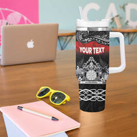 Personalised Maori King Movement Tumbler With Handle Te Paki-o-Matariki with Silver Ferns and Polynesian Art Tattoo LT03 - Polynesian Pride