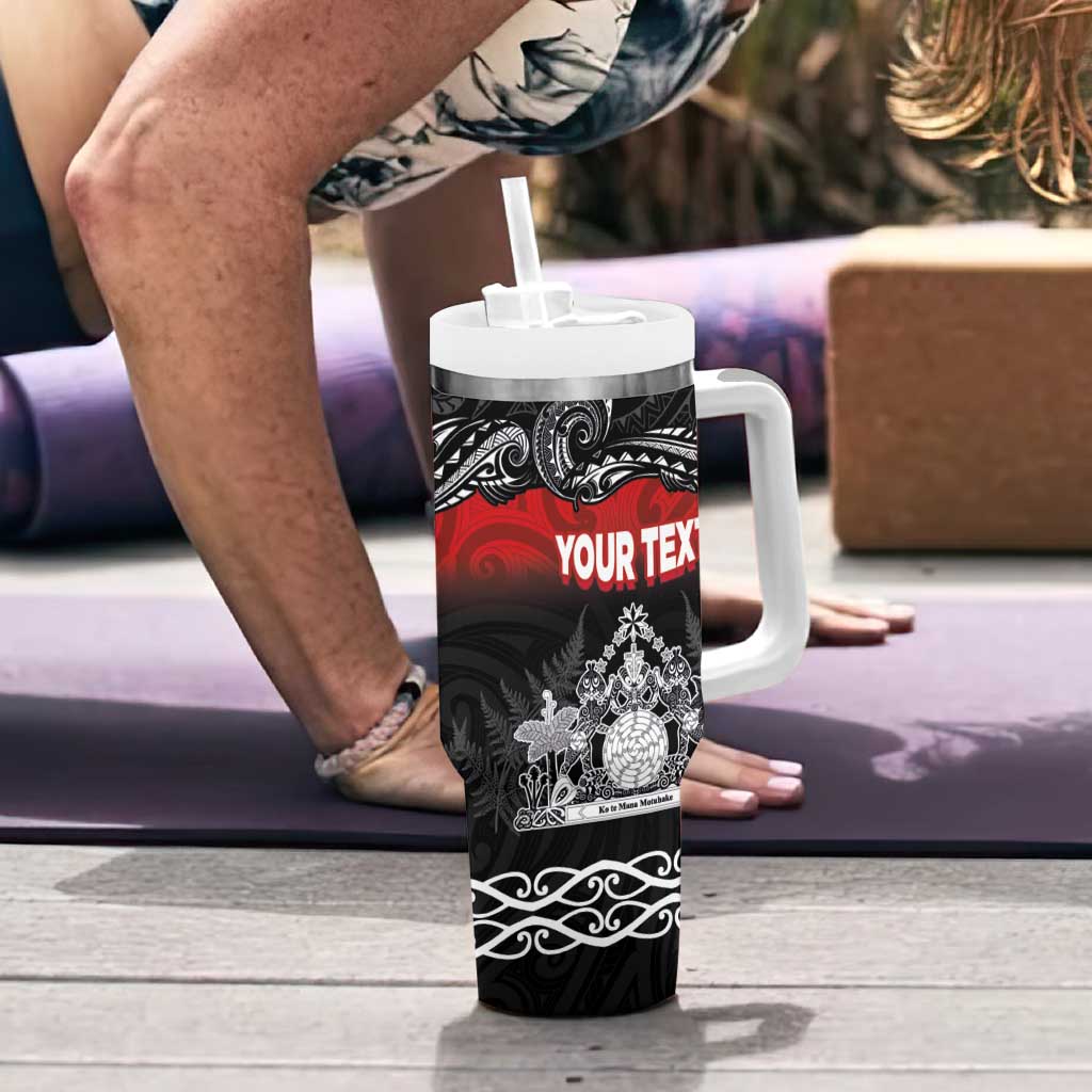 Personalised Maori King Movement Tumbler With Handle Te Paki-o-Matariki with Silver Ferns and Polynesian Art Tattoo LT03 - Polynesian Pride