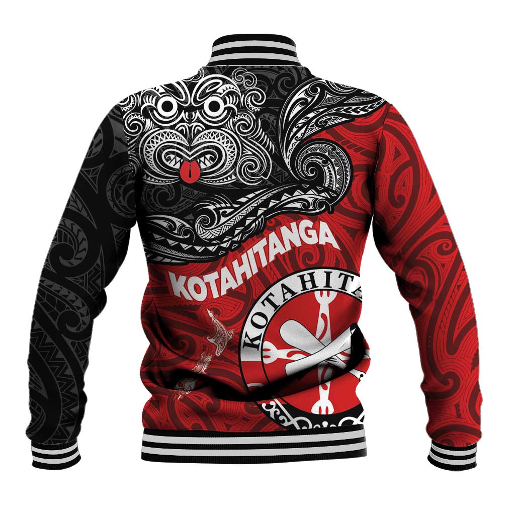 Maori Kotahitanga Baseball Jacket Aotearoa Spirit with Maori Mask and Polynesian Art Tattoo
