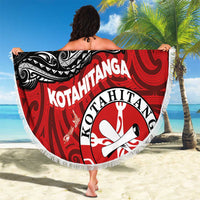 Maori Kotahitanga Beach Blanket Aotearoa Spirit with Maori Mask and Polynesian Art Tattoo
