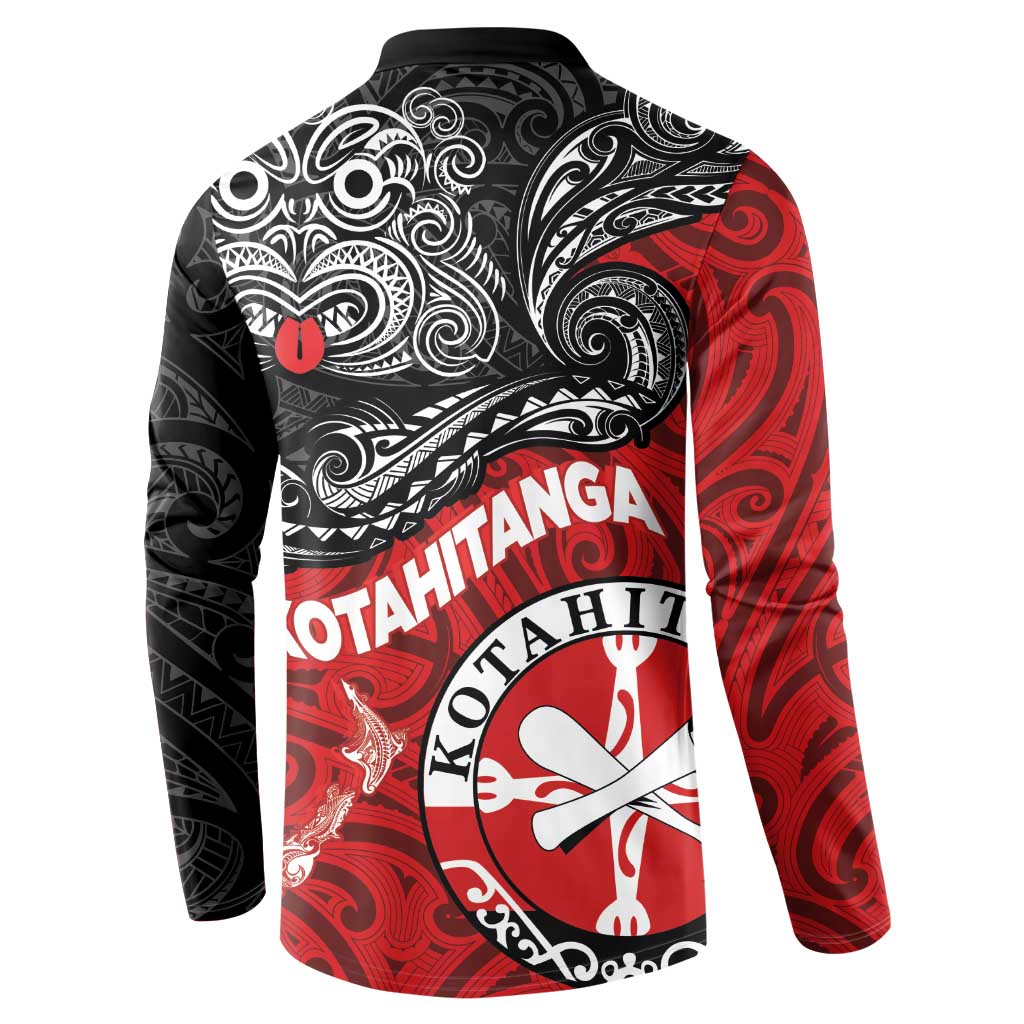 Maori Kotahitanga Button Sweatshirt Aotearoa Spirit with Maori Mask and Polynesian Art Tattoo LT03 - Polynesian Pride