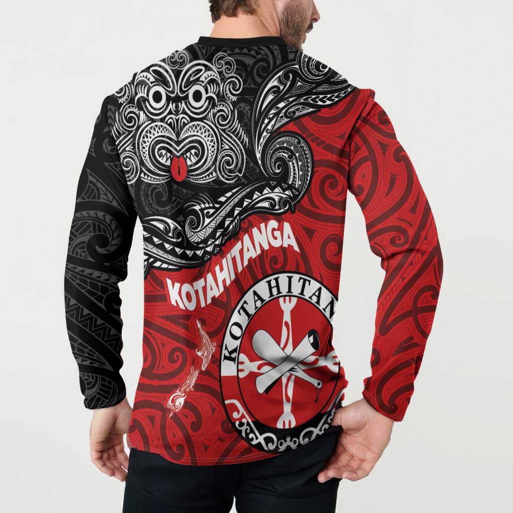 Maori Kotahitanga Button Sweatshirt Aotearoa Spirit with Maori Mask and Polynesian Art Tattoo LT03 - Polynesian Pride