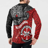 Maori Kotahitanga Button Sweatshirt Aotearoa Spirit with Maori Mask and Polynesian Art Tattoo LT03 - Polynesian Pride